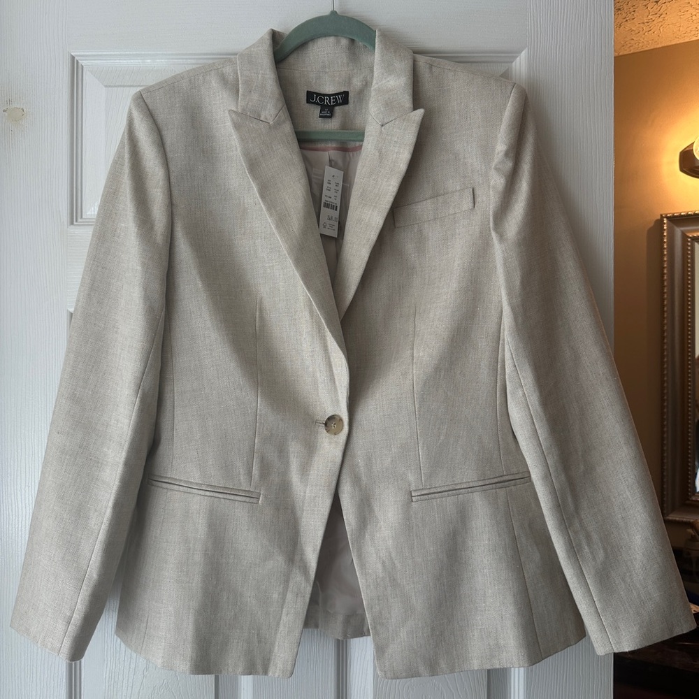 J. Crew Linen-Blend Light Beige Blazer